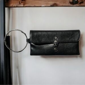 🌻Victoria's Secret Mini Black Leather Pouch Clutch  Wristlet